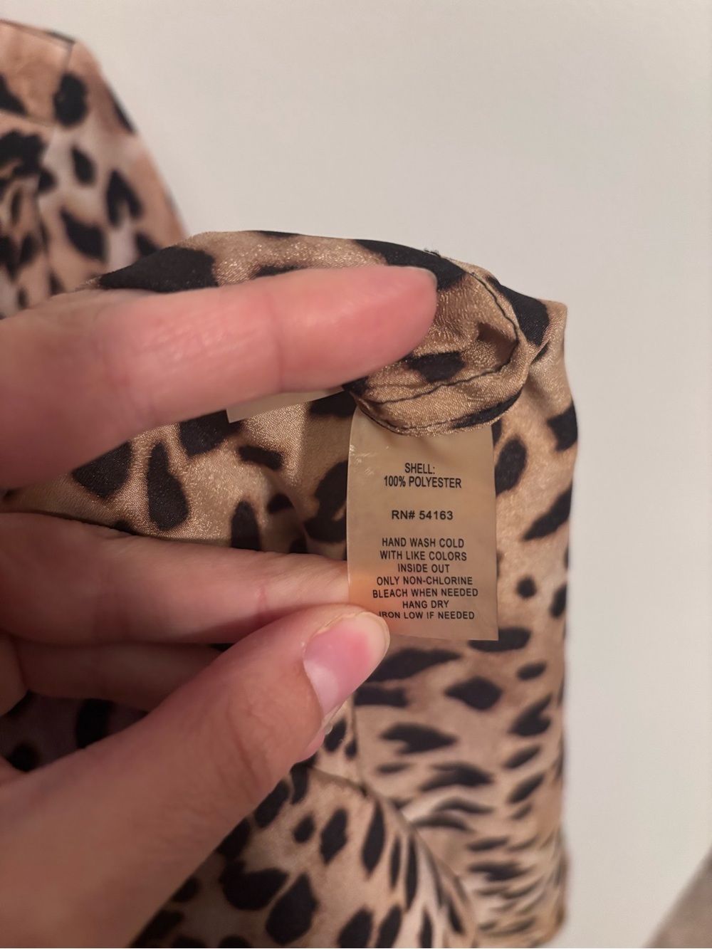 Calvin Klein Leopard Print Button-Down Blouse - Tan & Black - Picture 3 of 4